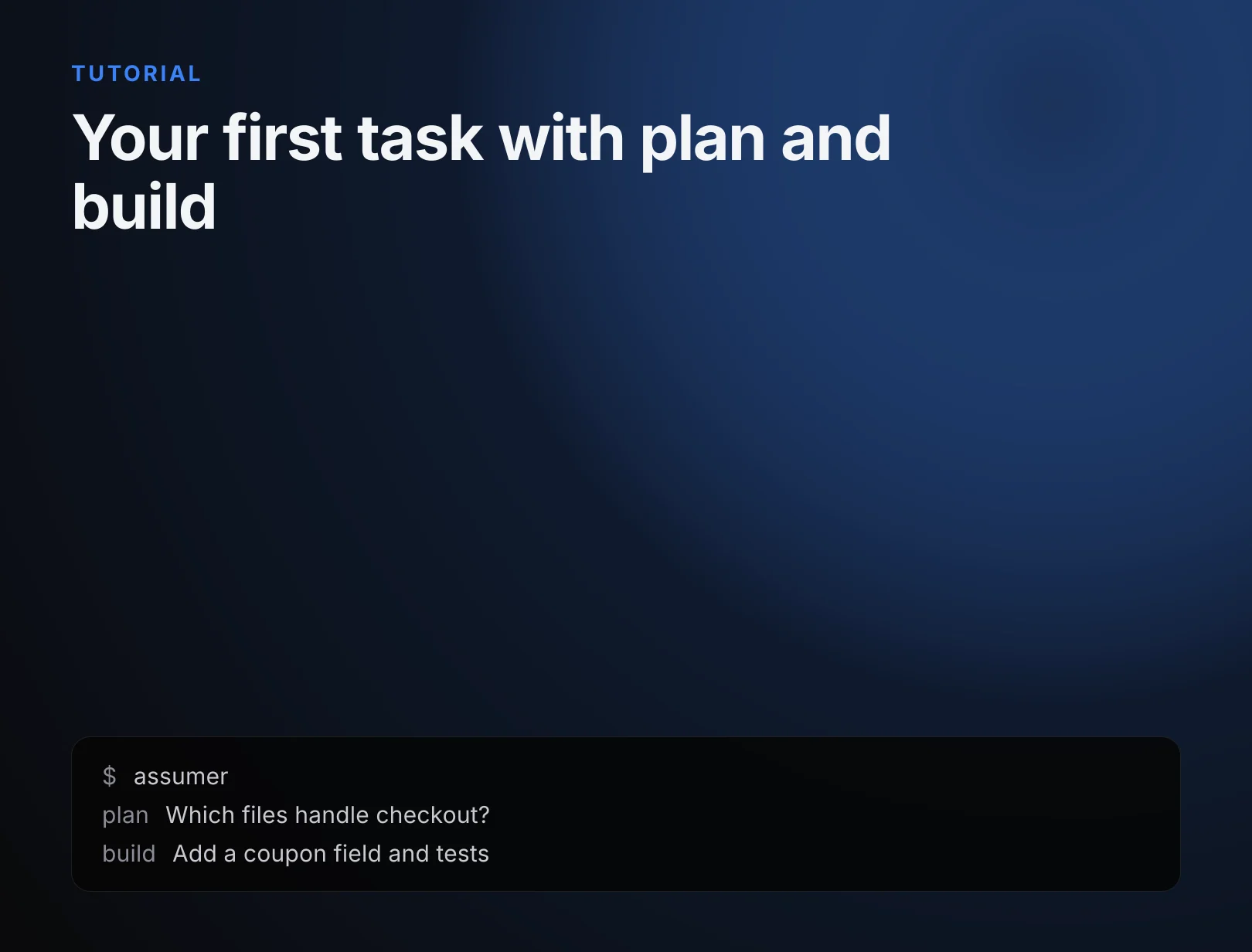 Your first task with plan and build